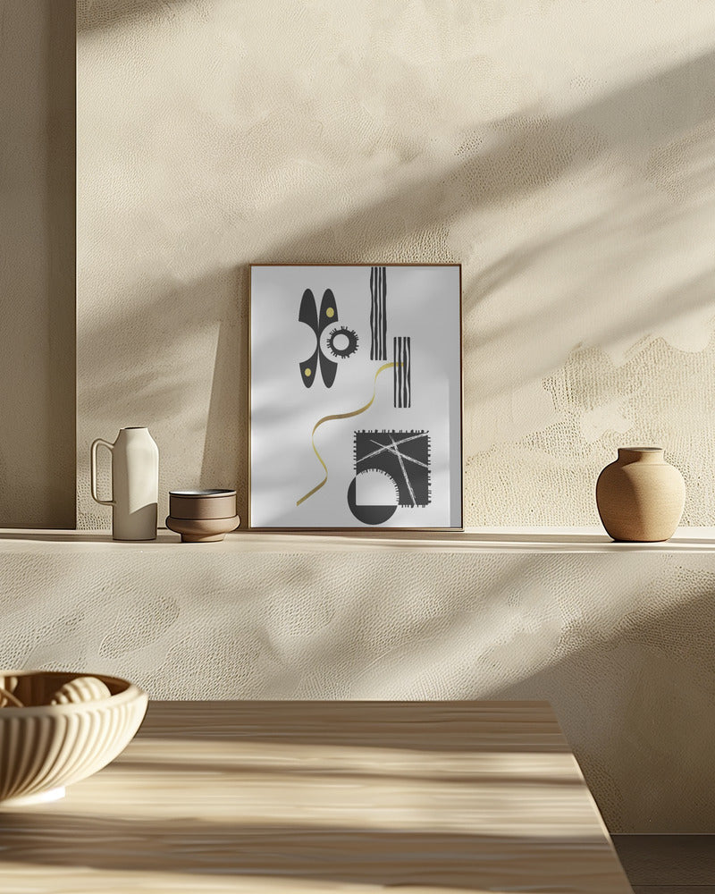 Black & White Abstract No. 3 | gold Poster